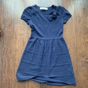 ZARA KNIT navy blue sweater dress with bow. Size S.